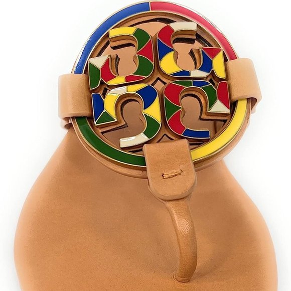 Tory Burch $298 Enamel Miller Soft Sandal Multi Natural Vachetta Tan MAN… - Picture 5 of 13